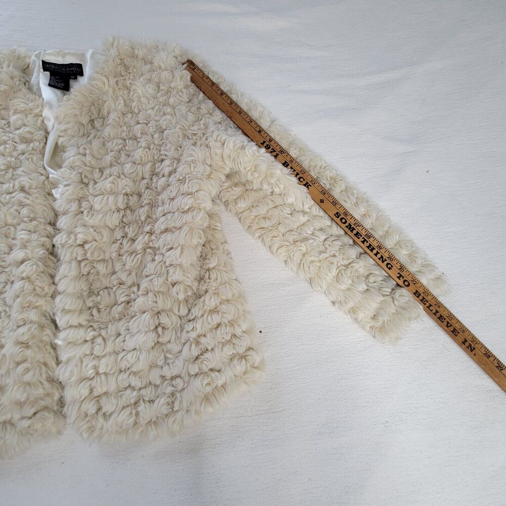 Live a Little Top Coat Jacket Womens Size Large Faux Fur Cream/White Size XL - Picture 8 of 16